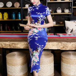 Cheongsam slim-fit Blue