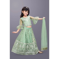Kids Green Embroidery Lehenga Readymade