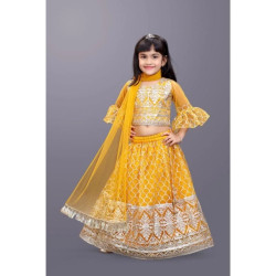 Kids Yellow Embroidery Lehenga Readymade