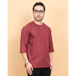 Kurta Patih Petak Maroon