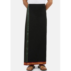 Single Layer Solid Black Devotional Dhoti for Men