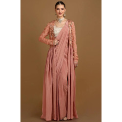 Peach Modern Sari